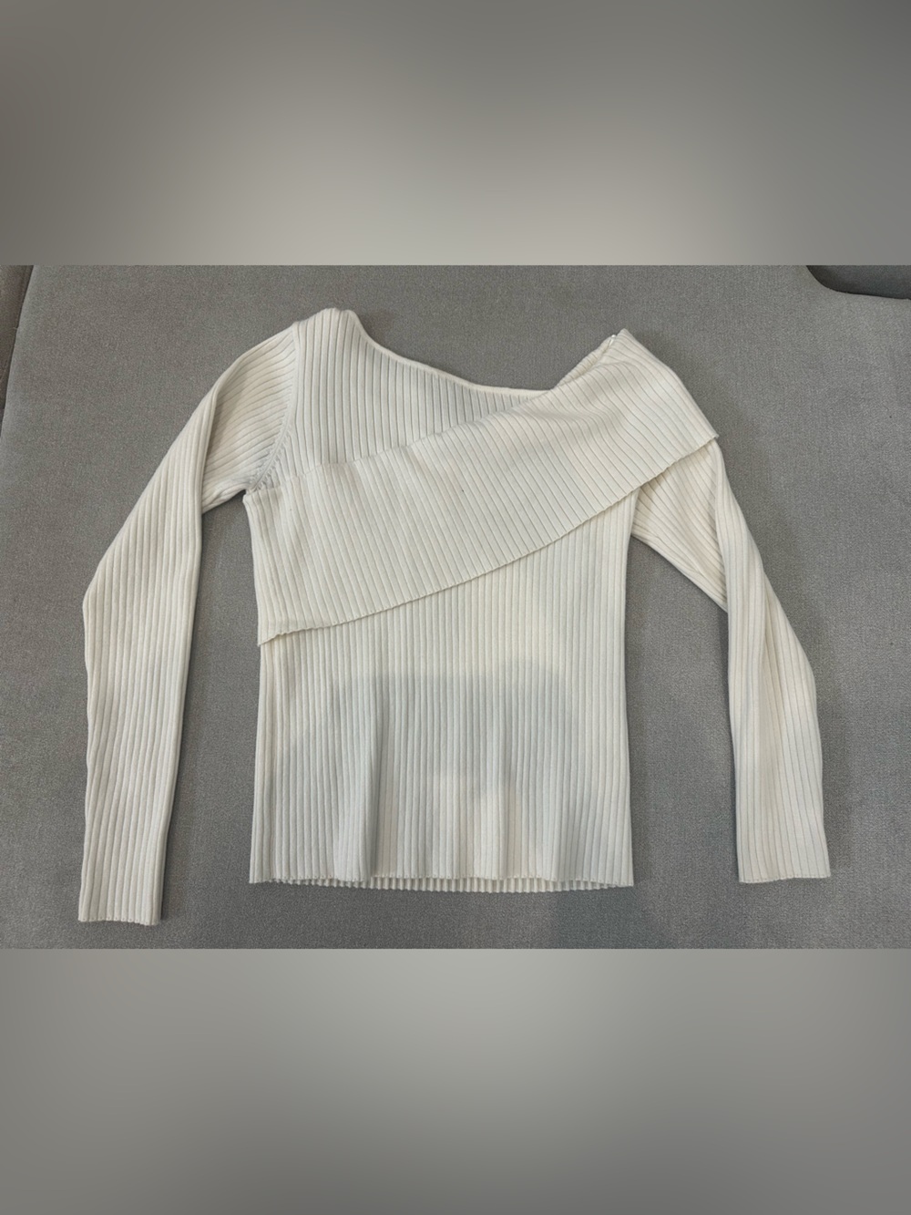 Vici Cream Ribbed Off-Shoulder Sweater